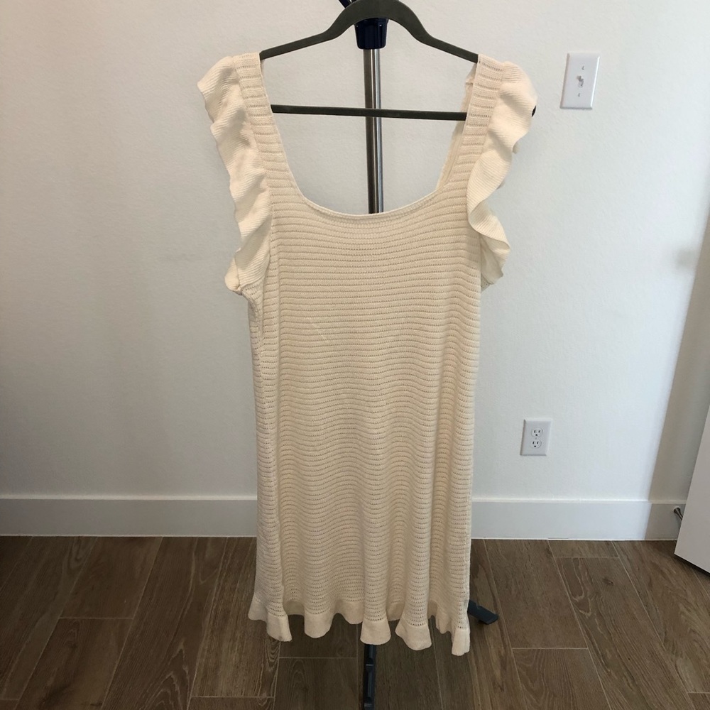 Anthropologie ruffled Pointelle knit mini dress